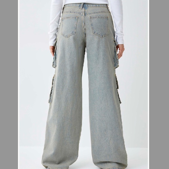 Machine yellow blue high waist wide leg cargo utility jeans NWT - Picture 11 of 11